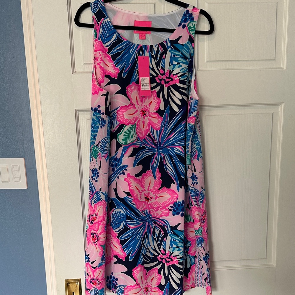 Lilly Pulitzer Pink and Blue Floral Jackie Shift Dress XL NWT